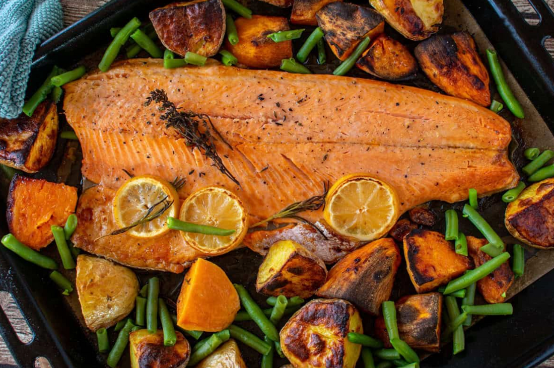 Maple-Miso Glazed Salmon with Roasted Vegetables