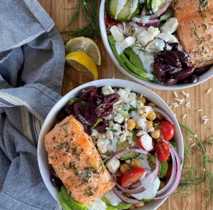 Mediterranean Salmon Grain Bowls